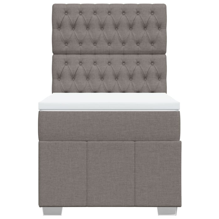 Pat box spring cu saltea, gri taupe, 80x200 cm, textil WALTI
