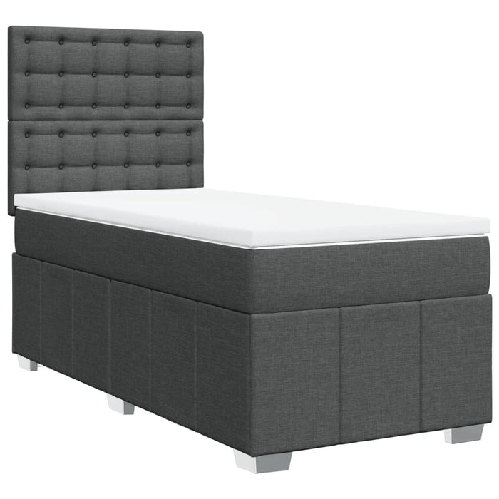Pat box spring cu saltea, gri închis, 80x200 cm, textil WALTI