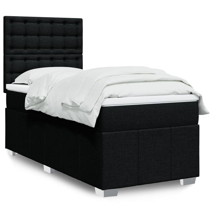 Pat box spring cu saltea, negru, 80x200 cm, textil - WALTI WALTI