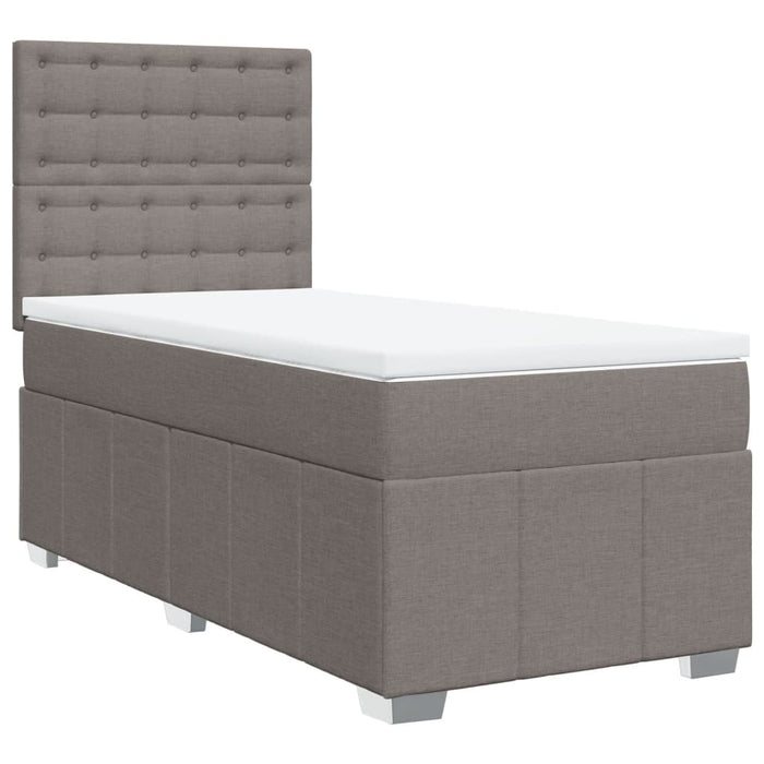 Pat box spring cu saltea, gri taupe, 80x200 cm, textil WALTI
