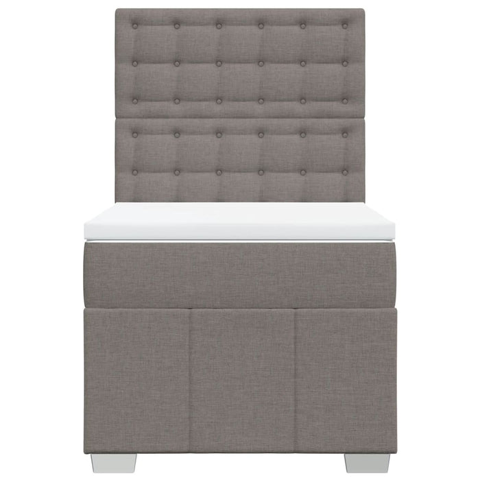 Pat box spring cu saltea, gri taupe, 80x200 cm, textil WALTI