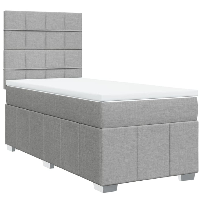 Pat box spring cu saltea, gri deschis, 90x190 cm, textil - WALTI WALTI