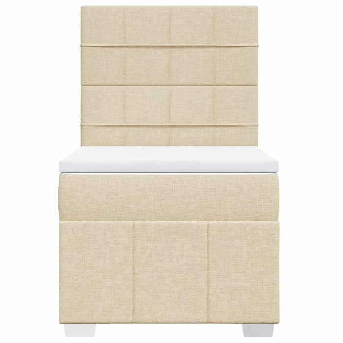Pat box spring cu saltea, crem, 90x190 cm, textil - WALTI WALTI