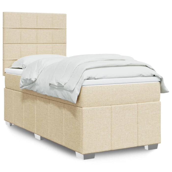 Pat box spring cu saltea, crem, 90x190 cm, textil - WALTI WALTI