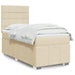 Pat box spring cu saltea, crem, 90x190 cm, textil - WALTI WALTI
