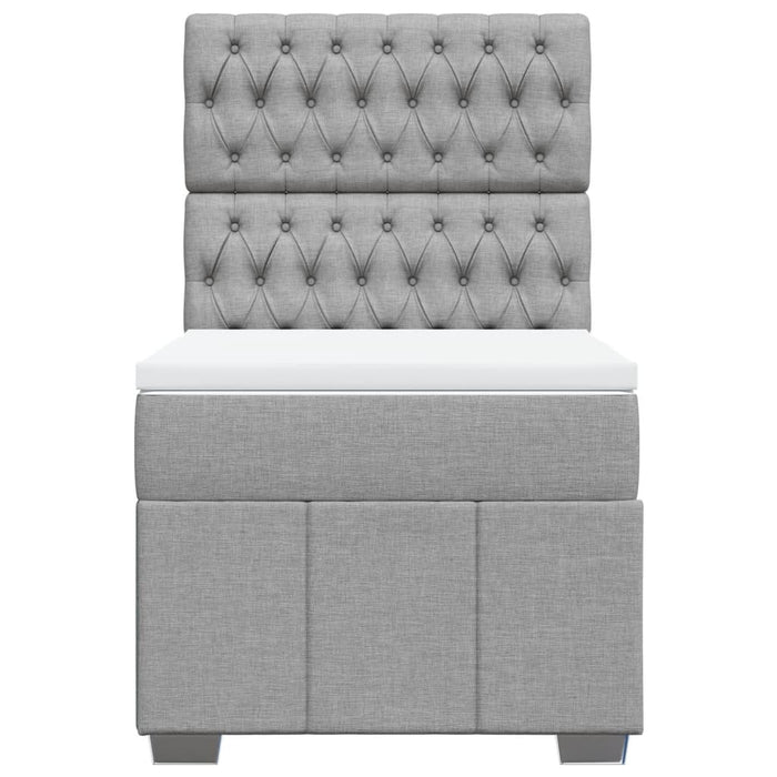 Pat box spring cu saltea, gri deschis, 90x190 cm, textil - WALTI WALTI
