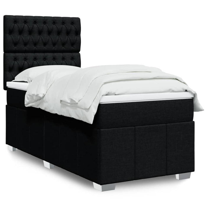 Pat box spring cu saltea, negru, 90x190 cm, textil - WALTI WALTI