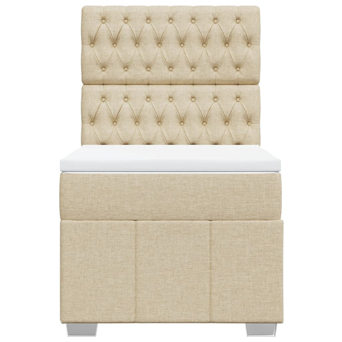 Pat box spring cu saltea, crem, 90x190 cm, textil - WALTI WALTI