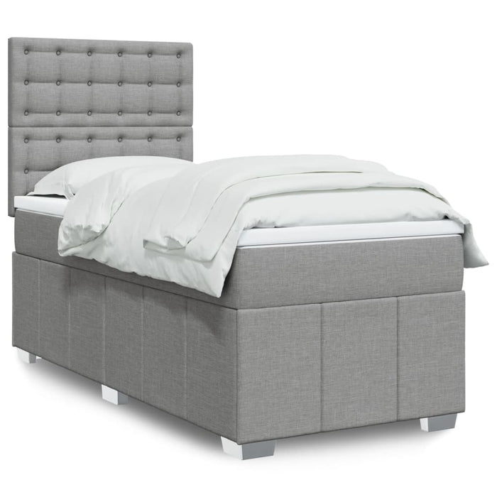 Pat box spring cu saltea, gri deschis, 90x190 cm, textil - WALTI WALTI