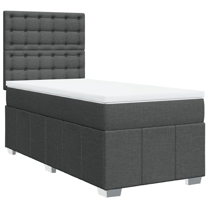 Pat box spring cu saltea, gri închis, 90x190 cm, textil - WALTI WALTI
