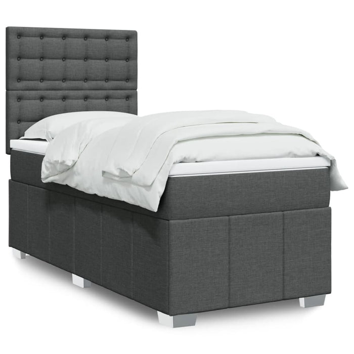 Pat box spring cu saltea, gri închis, 90x190 cm, textil - WALTI WALTI