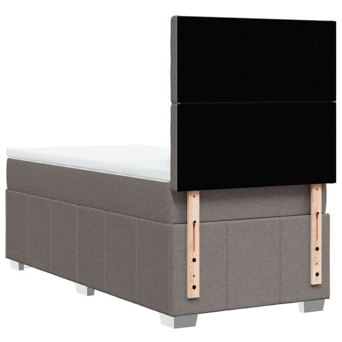 Pat box spring cu saltea, gri taupe, 90x190 cm, textil WALTI