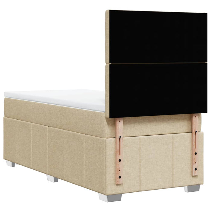 Pat box spring cu saltea, crem, 90x190 cm, textil - WALTI WALTI