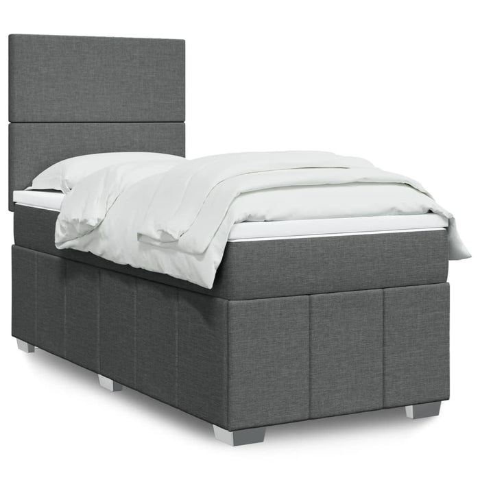 Pat box spring cu saltea, gri închis, 90x200 cm, textil - WALTI WALTI