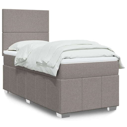 Pat box spring cu saltea, gri taupe, 90x200 cm, textil - WALTI WALTI