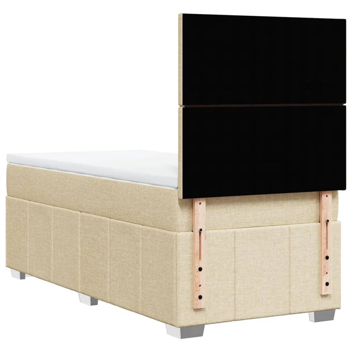Pat box spring cu saltea, crem, 90x200 cm, textil - WALTI WALTI