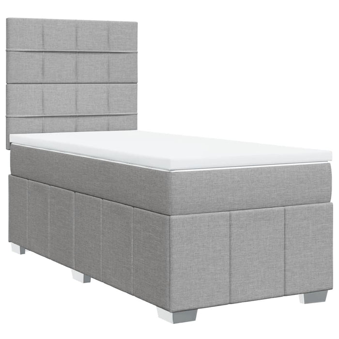 Pat box spring cu saltea, gri deschis, 90x200 cm, textil - WALTI WALTI