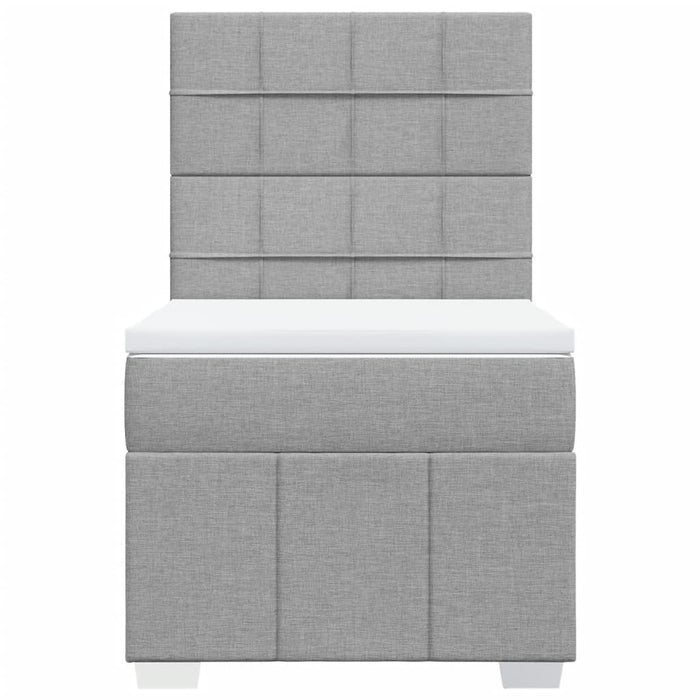 Pat box spring cu saltea, gri deschis, 90x200 cm, textil - WALTI WALTI