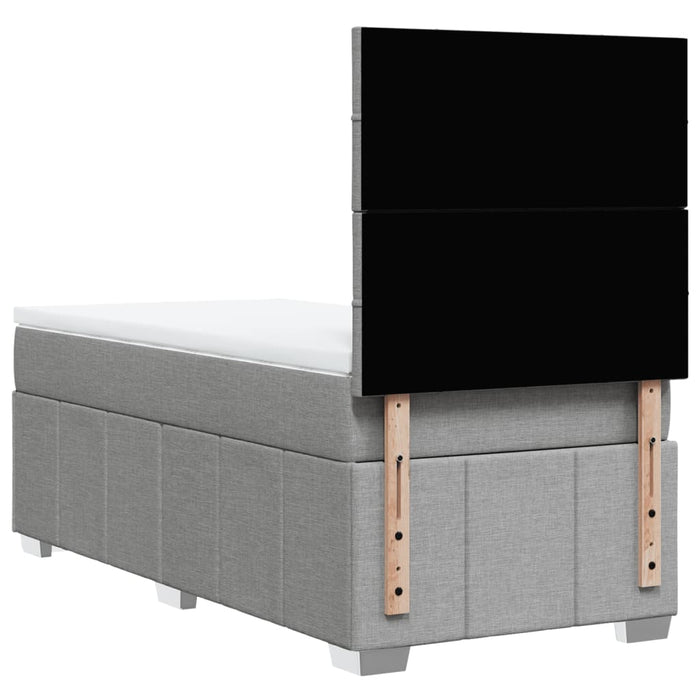 Pat box spring cu saltea, gri deschis, 90x200 cm, textil - WALTI WALTI