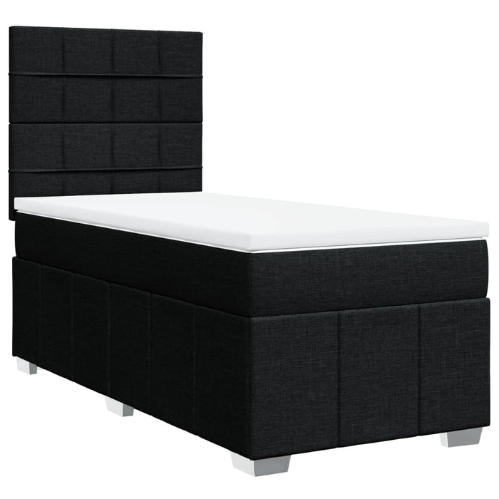 Pat box spring cu saltea, negru, 90x200 cm, textil WALTI