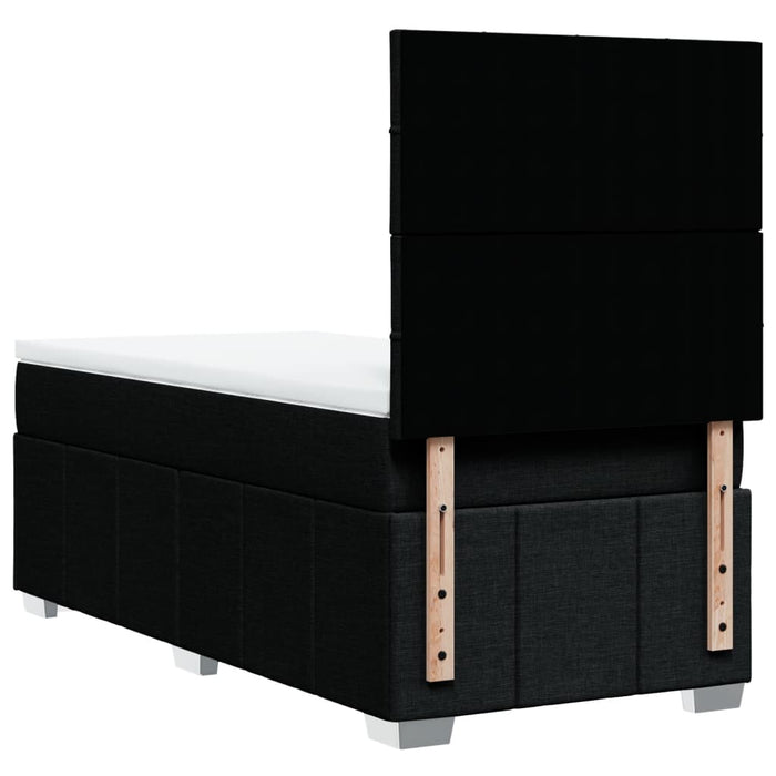 Pat box spring cu saltea, negru, 90x200 cm, textil WALTI
