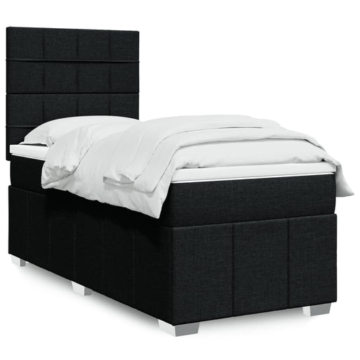 Pat box spring cu saltea, negru, 90x200 cm, textil - WALTI WALTI