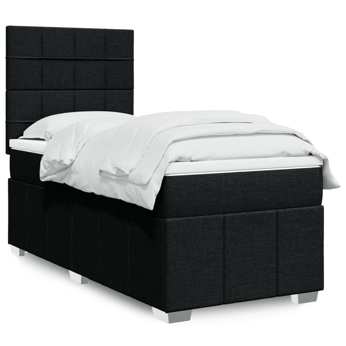 Pat box spring cu saltea, negru, 90x200 cm, textil WALTI