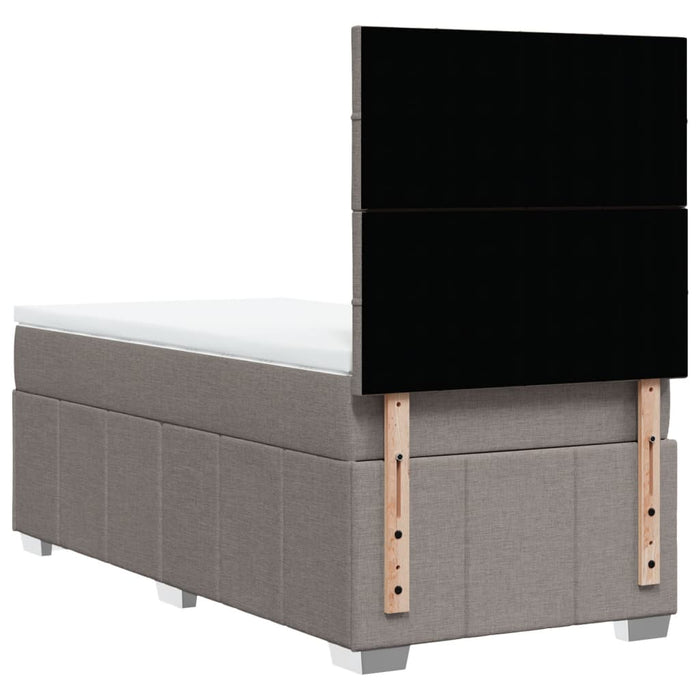 Pat box spring cu saltea, gri taupe, 90x200 cm, textil - WALTI WALTI