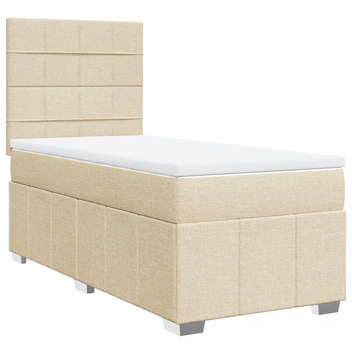 Pat box spring cu saltea, crem, 90x200 cm, textil - WALTI WALTI