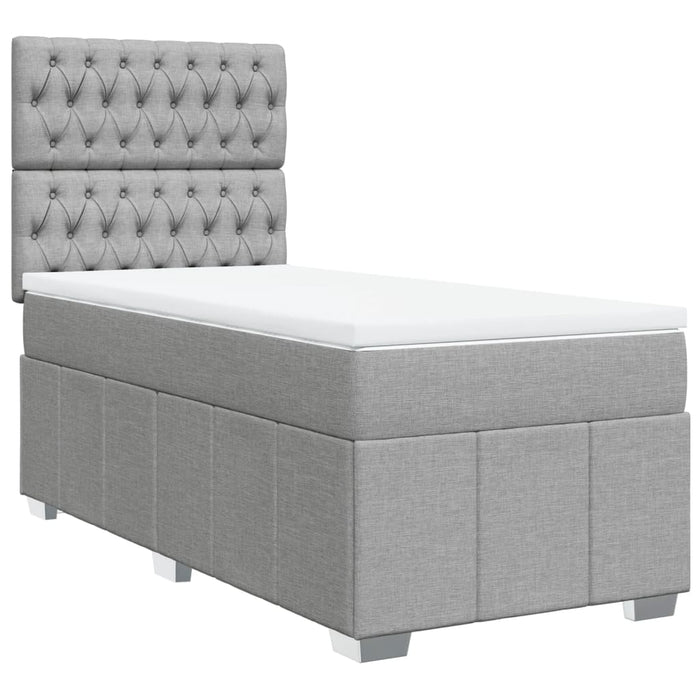 Pat box spring cu saltea, gri deschis, 90x200 cm, textil - WALTI WALTI