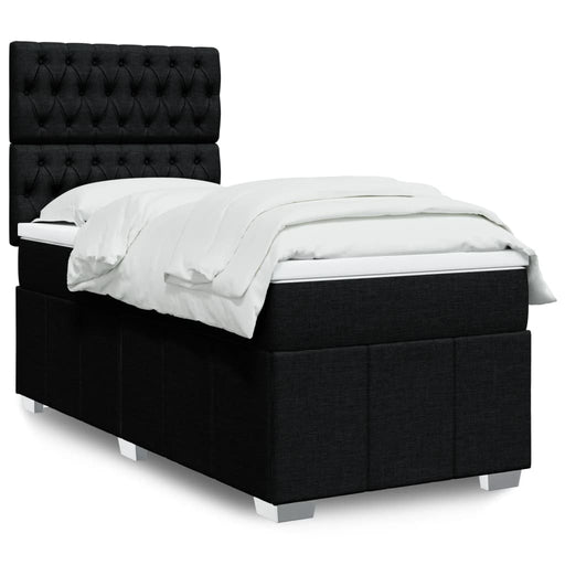 Pat box spring cu saltea, negru, 90x200 cm, textil - WALTI WALTI