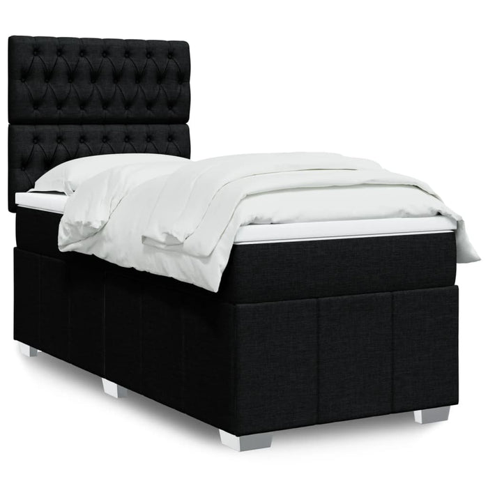 Pat box spring cu saltea, negru, 90x200 cm, textil - WALTI WALTI