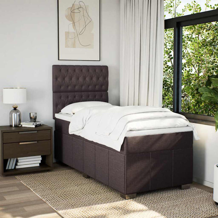 Pat box spring cu saltea, maro închis, 90x200 cm, textil - WALTI WALTI