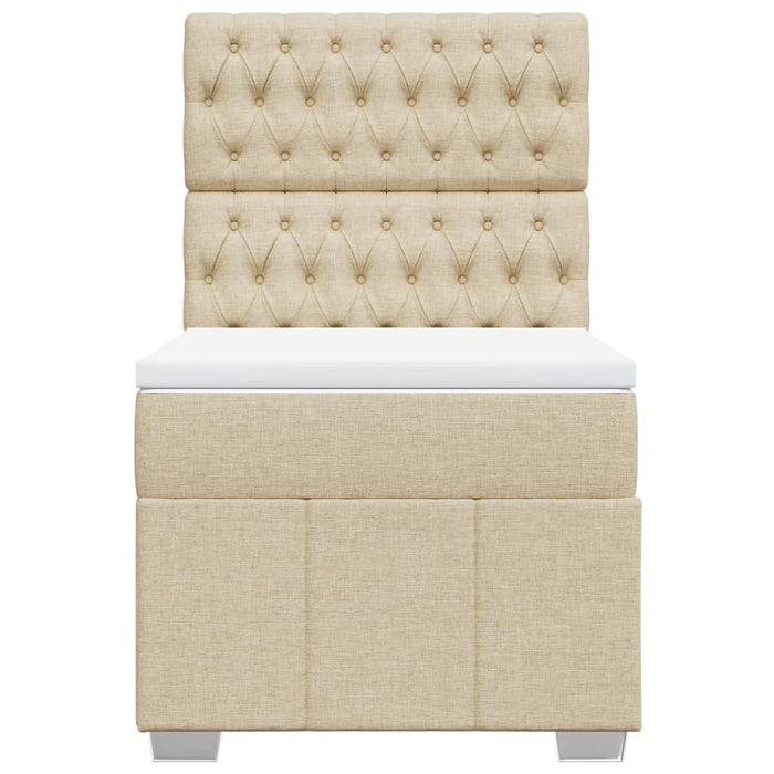 Pat box spring cu saltea, crem, 90x200 cm, textil - WALTI WALTI