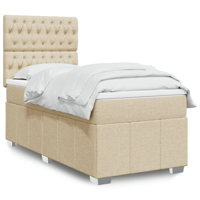 Pat box spring cu saltea, crem, 90x200 cm, textil - WALTI WALTI