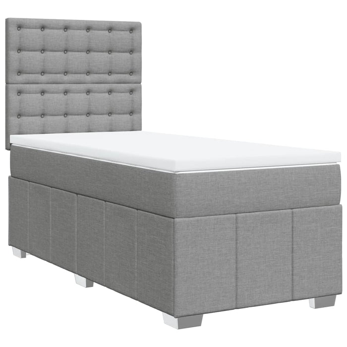 Pat box spring cu saltea, gri deschis, 90x200 cm, textil - WALTI WALTI