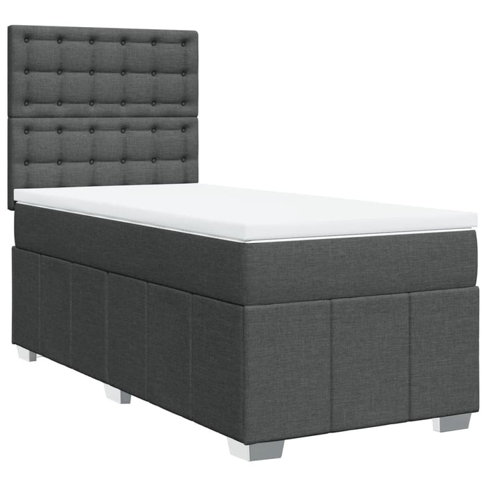 Pat box spring cu saltea, gri închis, 90x200 cm, textil - WALTI WALTI