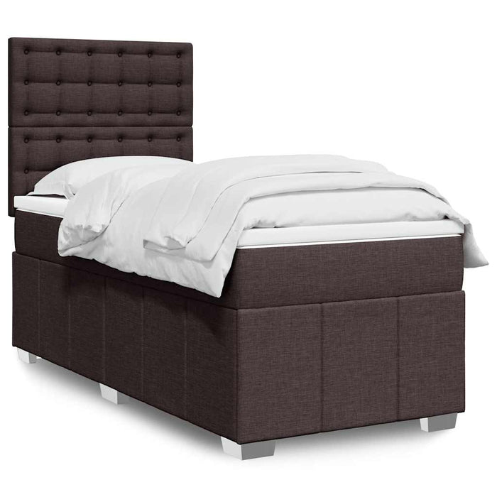 Pat box spring cu saltea, maro închis, 90x200 cm, textil - WALTI WALTI