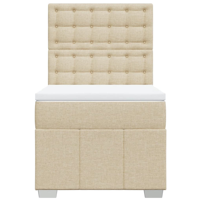 Pat box spring cu saltea, crem, 90x200 cm, textil - WALTI WALTI