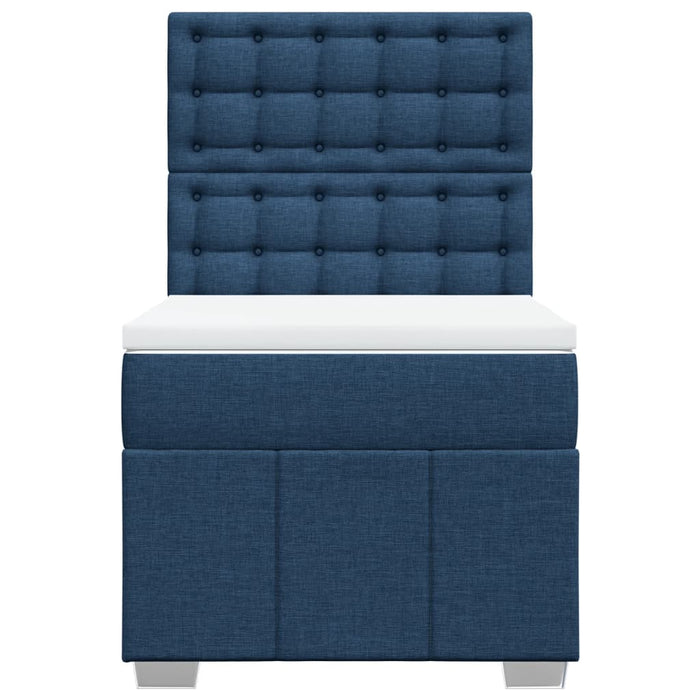 Pat box spring cu saltea, albastru, 90x200 cm, textil - WALTI WALTI