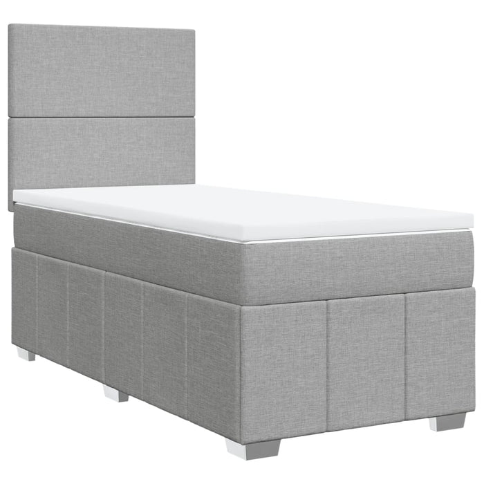 Pat box spring cu saltea, gri deschis, 100x200 cm, textil - WALTI WALTI