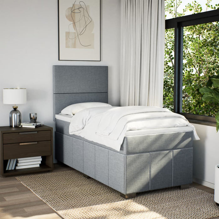 Pat box spring cu saltea, gri deschis, 100x200 cm, textil - WALTI WALTI