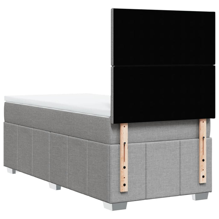 Pat box spring cu saltea, gri deschis, 100x200 cm, textil - WALTI WALTI
