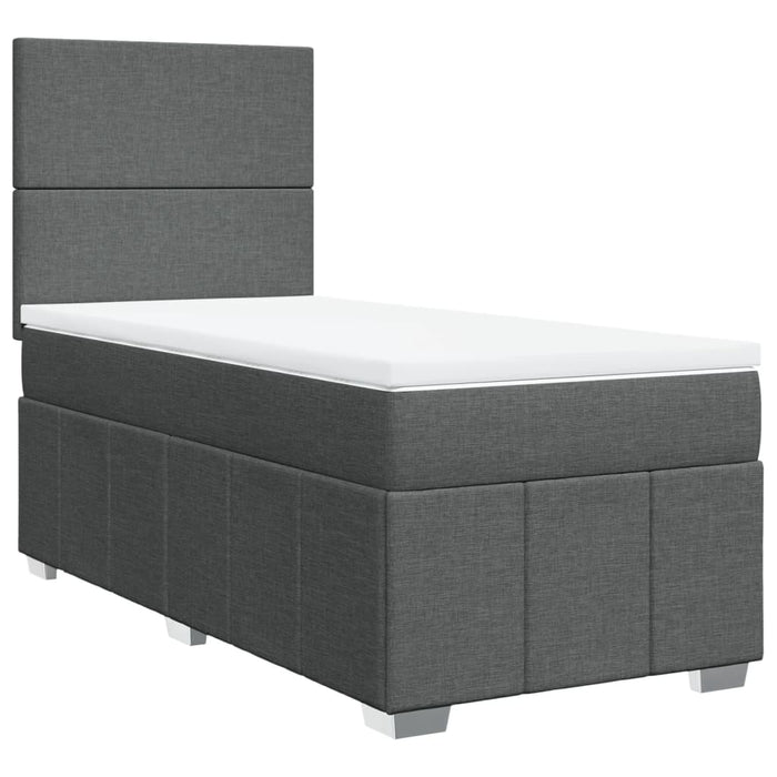 Pat box spring cu saltea, gri închis, 100x200 cm, textil - WALTI WALTI
