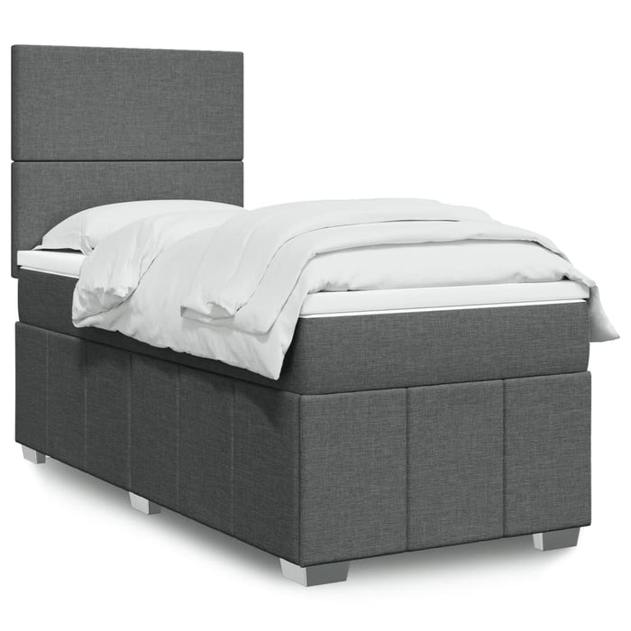 Pat box spring cu saltea, gri închis, 100x200 cm, textil - WALTI WALTI