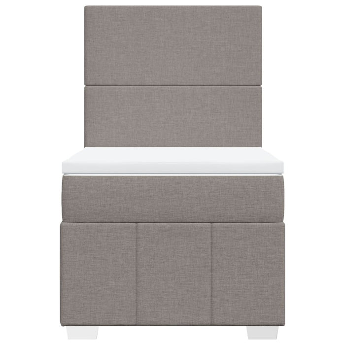 Pat box spring cu saltea, gri taupe, 100x200 cm, textil WALTI