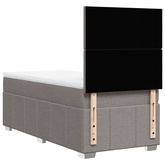 Pat box spring cu saltea, gri taupe, 100x200 cm, textil WALTI