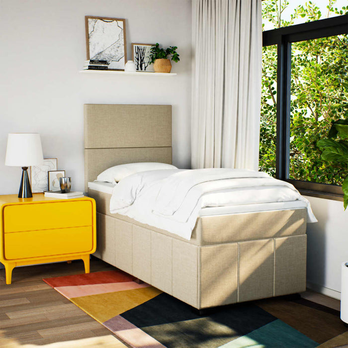 Pat box spring cu saltea, crem, 100x200 cm, textil - WALTI WALTI