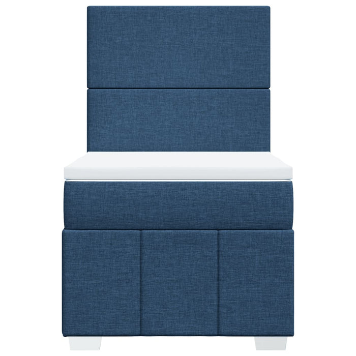 Pat box spring cu saltea, albastru, 100x200 cm, textil WALTI
