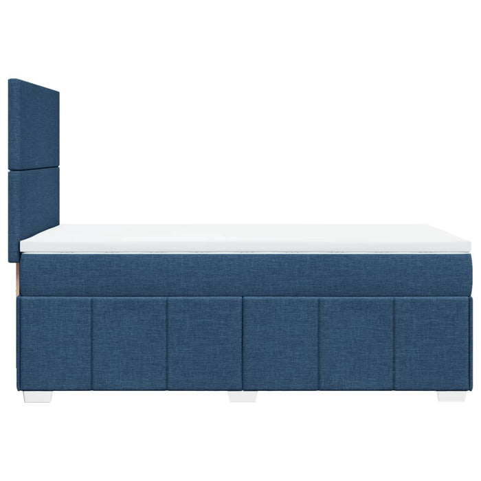 Pat box spring cu saltea, albastru, 100x200 cm, textil WALTI